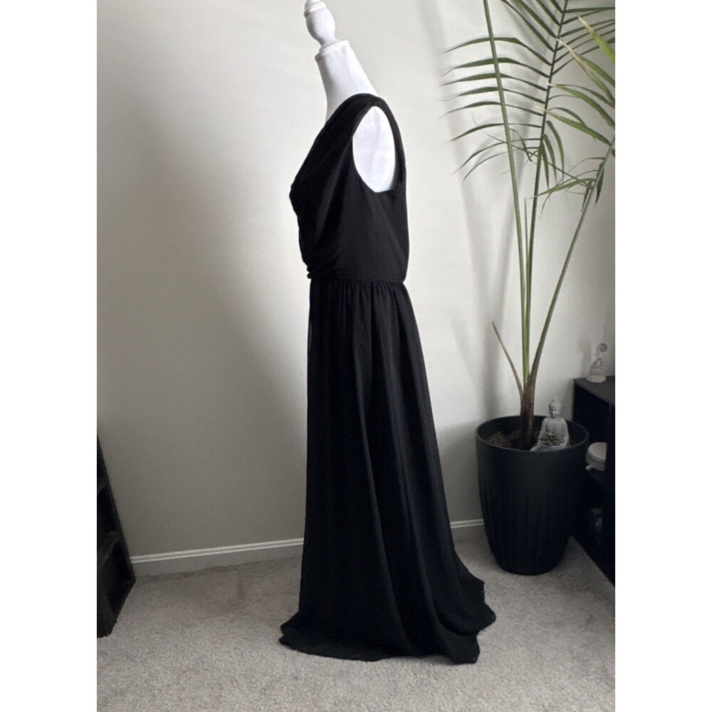 Alfred Angelo Black Chiffon One Shoulder Bridesmaid Dress Size 12 Regular - Picture 4 of 9